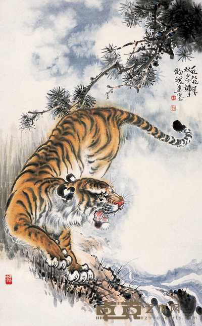 林家镛 虎 镜心 95×59cm